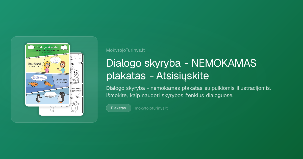 Dialogo skyryba - NEMOKAMAS plakatas - Atsisiųskite | MokytojoTurinys.lt